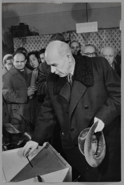 Party Secretary of the Polish Communist Party, Wladyslav Gomulka, Casting his Vote, Warsaw, Poland