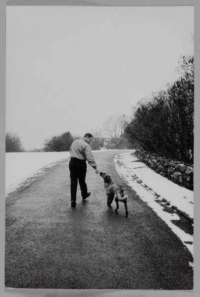 Nelson Rockefeller Walking With Dog