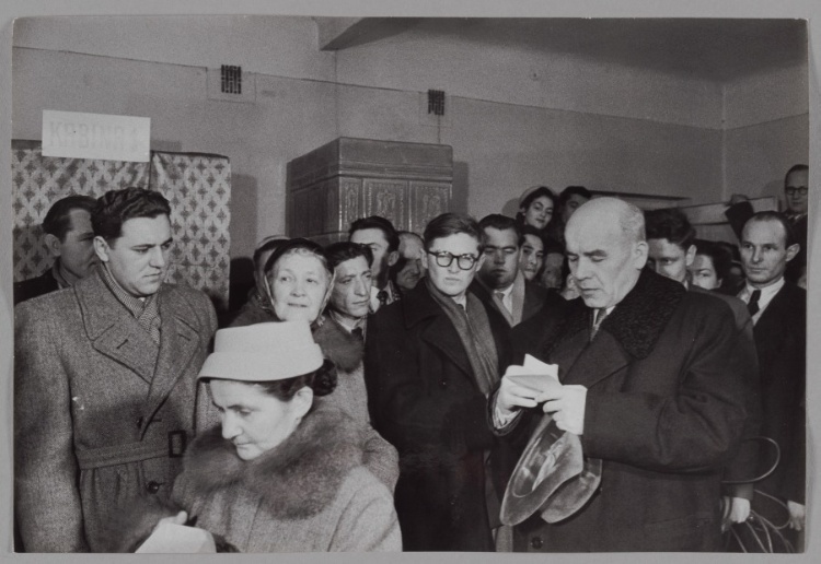 Party Secretary of the Polish Communist Party, Wladyslav Gomulka, Casting His Vote, Warsaw, Poland
