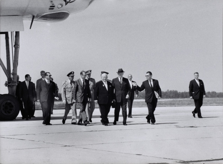 Khrushchev and Eisenhower on Airport Runway During Khrushchev's Trip to the United States