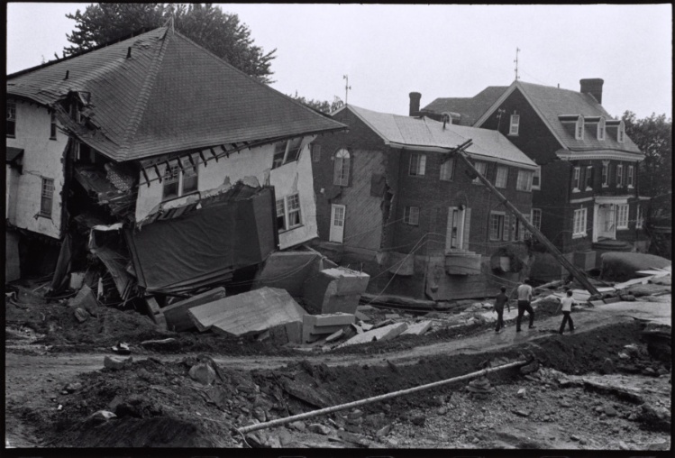Road and Homes Destroyed by Flood, Wilkes-Barre, PA, USA