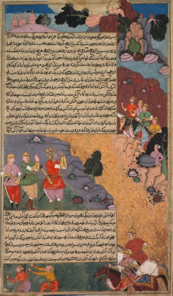 The First Adventure of the White Horse, Page from the Khan Khanan's Razm Nama (Book of Wars)