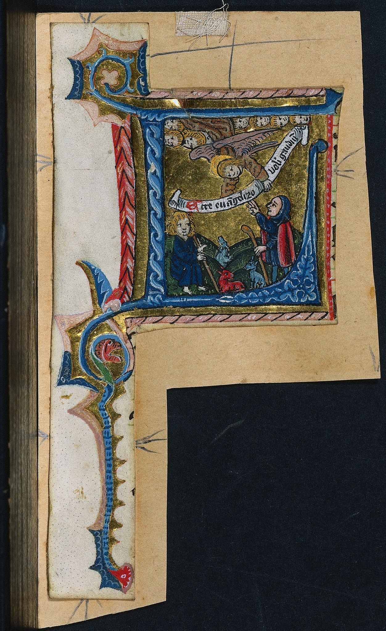 Three Cuttings from a Missal: Initial L with the Annunciation to the Shepherds