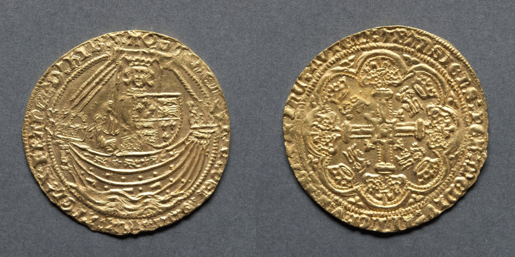 Noble: Henry V in Ship with Shield of Arms (obverse); Ornamental Cross with Lis Terminals (reverse)