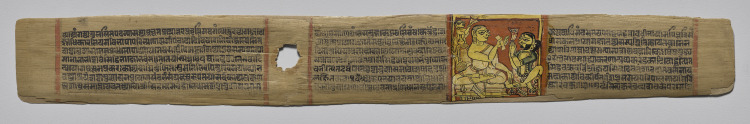King Kumarapala Pays Reverence to Hemachandra: Folio 2 (recto), from a Great Poem about Twos (Dvyashraya Mahakavya) of Hemachandra with Commentary by Abhayatilaka