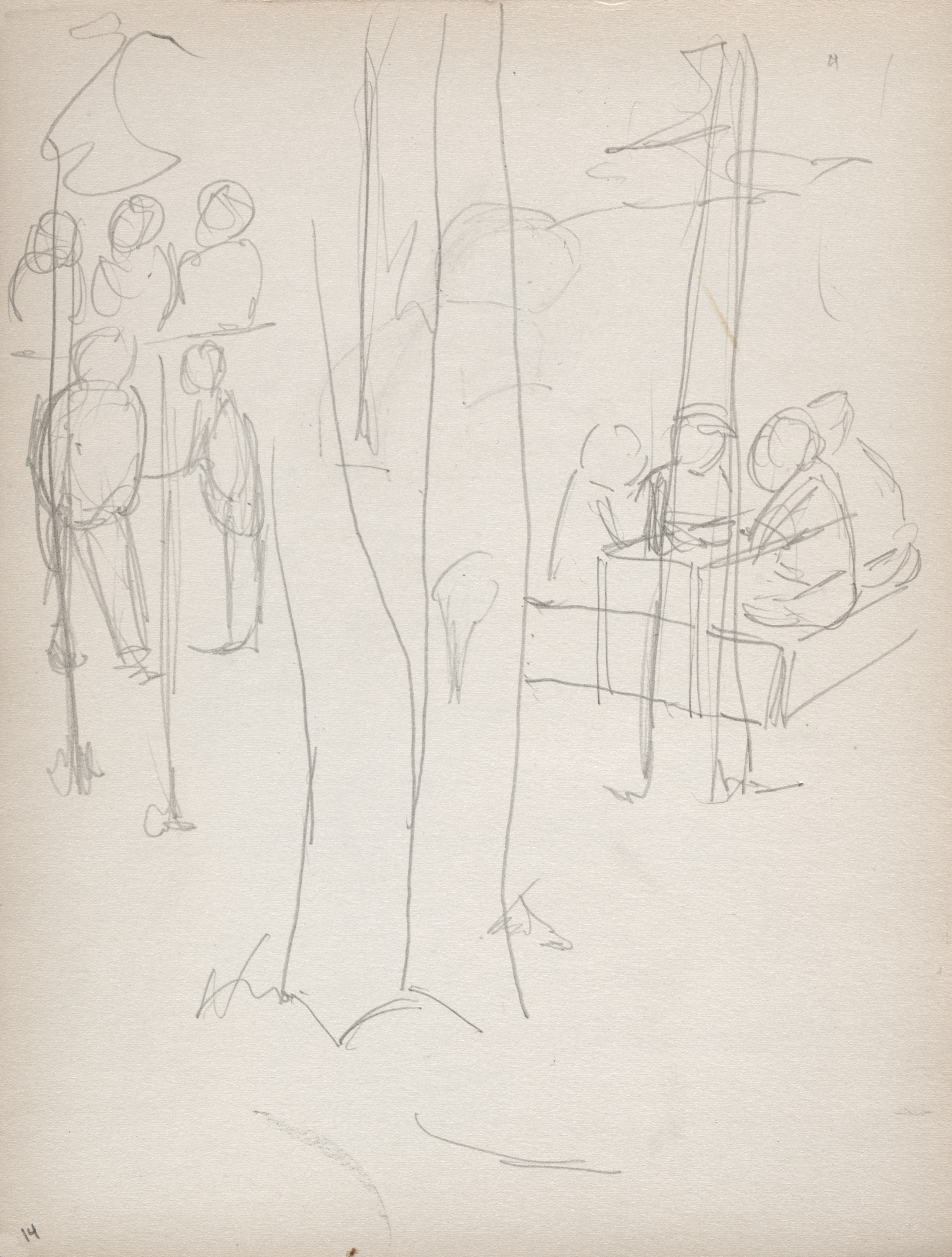 Sketchbook No. 3, page 14: Figures at a Picnic Table