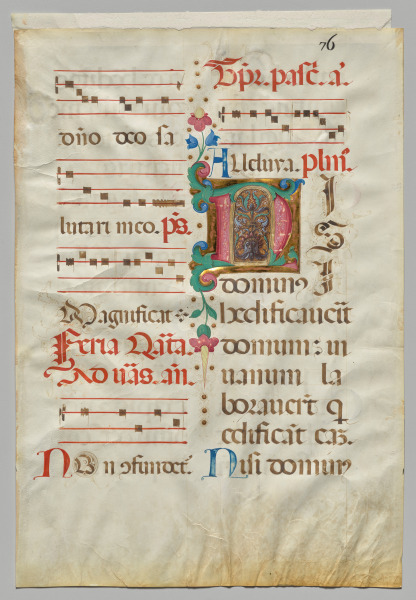 Leaf from an Antiphonary: Floral Initial (recto)