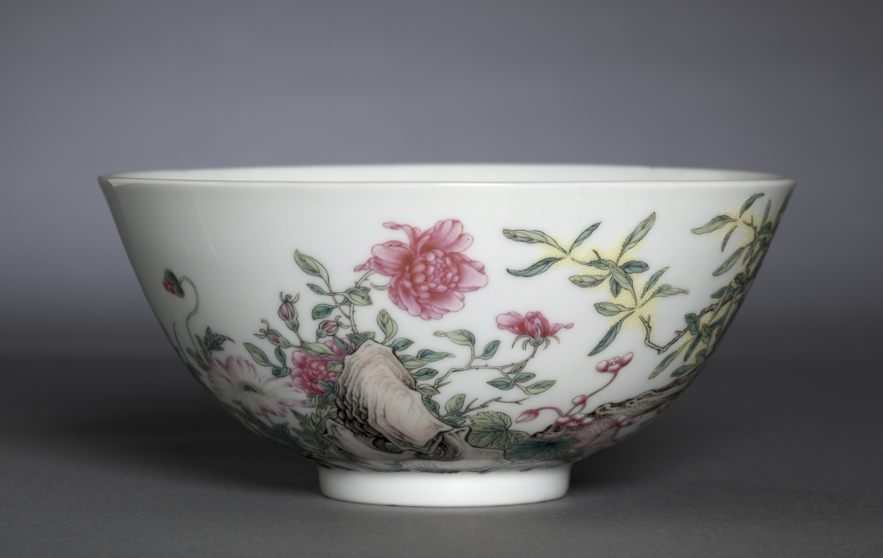 Bowl with Poppies, Tree Peony, and Flowering Mimosa