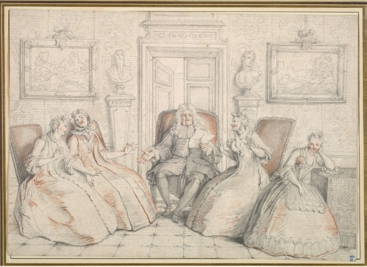Trissotin Reading to Philaminte, Bélise, and Armande (from act 3, scene 2 of Molière's "Les Femmes Savantes"