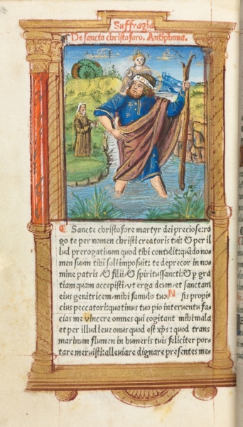 Printed Book of Hours (Use of Rome):  fol. 101v, St. Christopher