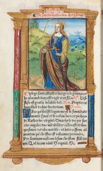 Printed Book of Hours (Use of Rome):  fol. 109v, St. Catherine