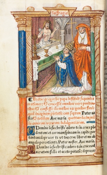 Printed Book of Hours (Use of Rome):  fol. 96v, Mass of St. Gregory