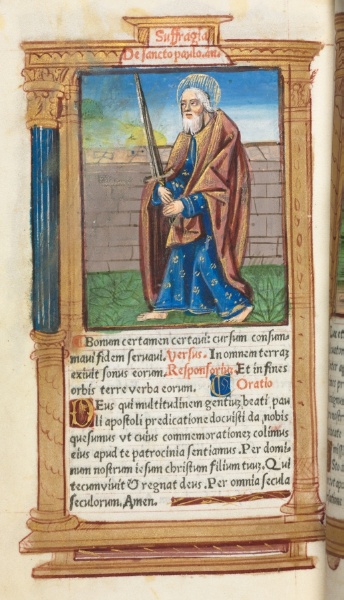 Printed Book of Hours (Use of Rome):  fol. 99v, St. Paul
