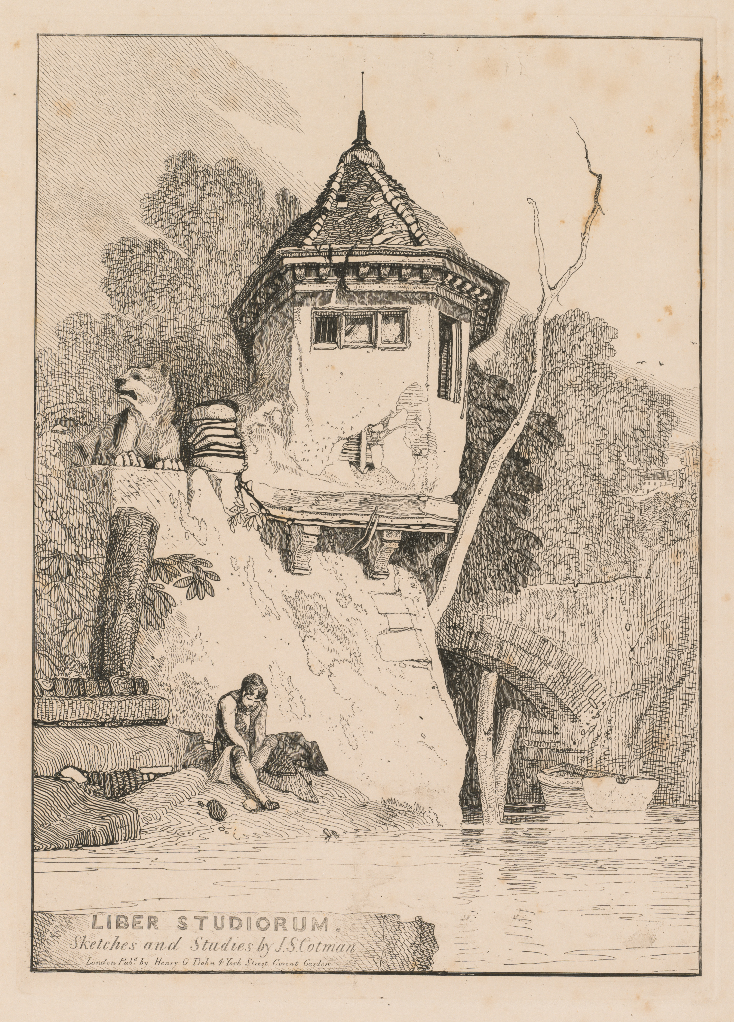 Liber Studiorum; Frontispiece, View of a Garden House on the Banks of the River Yare