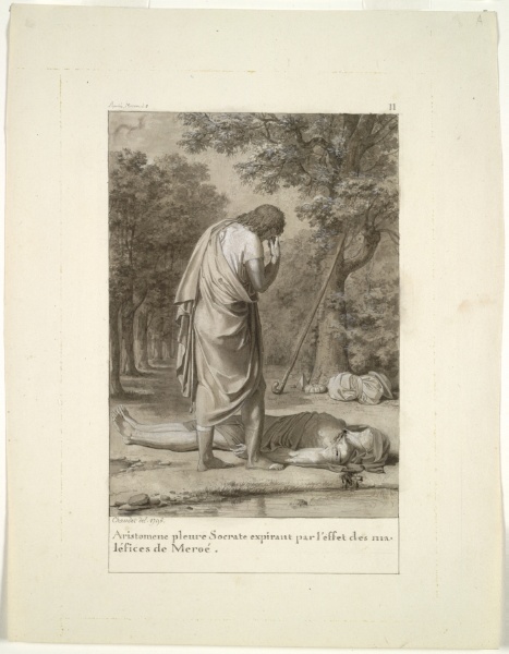 Aristomenes Mourning the Death of Socrates from the Bewitchment of Meroë (from Book 1 of Apuleius, "The Golden Ass")