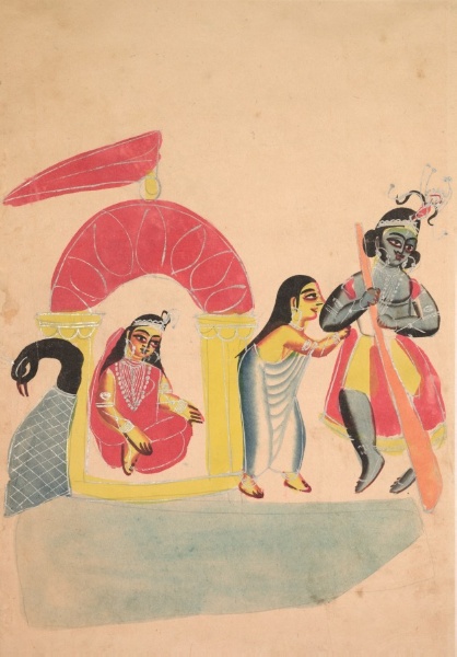 Krishna Ferrying Radha Across the Yamuna River