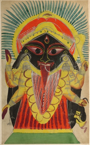 The Goddess Kali (recto), from a Kalighat album