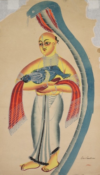 A Serpent Protects Vasudeva Taking His Infant Son Krishna to Safety