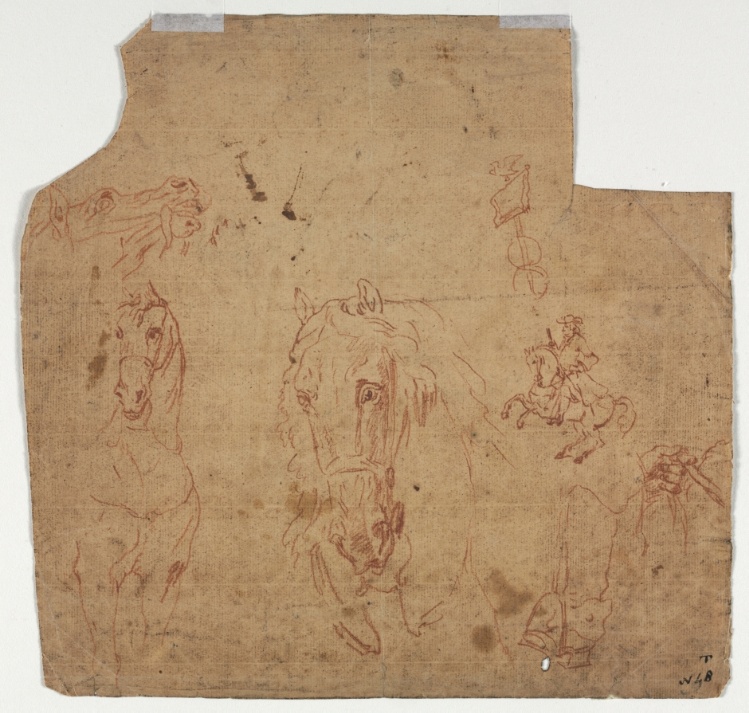 Sketches of Horses and Riders (recto)