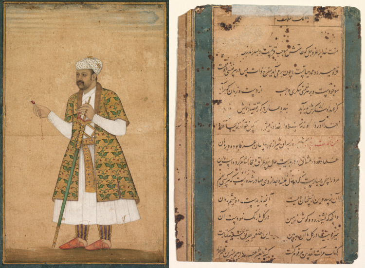A Courtier, Possibly Khan Alam, Holding a Spinel and a Deccan Sword