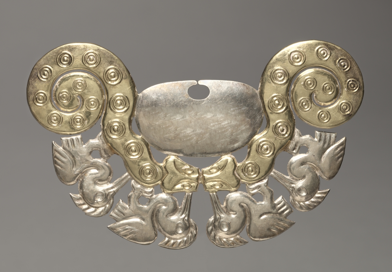 Nose Ornament with Serpents and Long-necked Birds