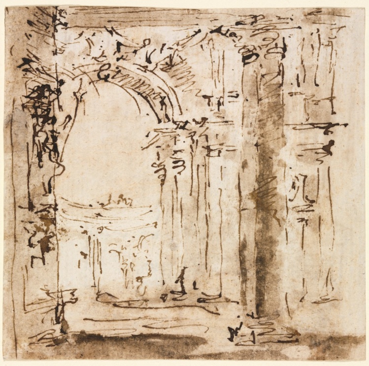 Pair of Drawings: Sketch of the Labyrinth of the Villa Pisani  and Piazza San Marco with Doges' Palace