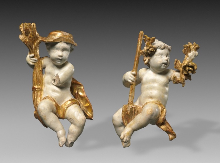 Pair or Putti Statuettes: Putto as Summer and Putto as Spring