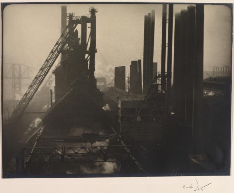 Industrial Scene: Tower and Smokestacks at Otis Steel Co., Cleveland
