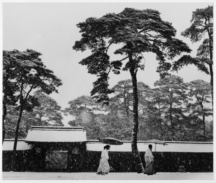 Shinto Priests in the Temple Garden, Meiji, Tokyo