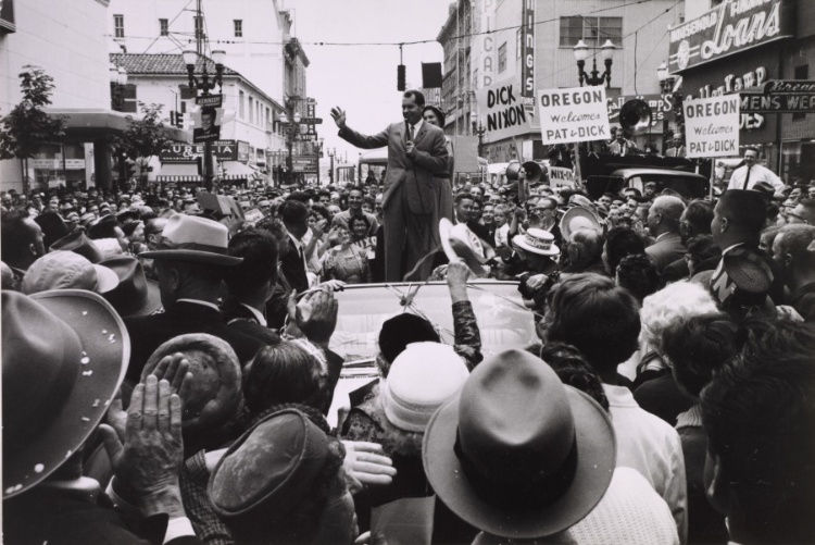 Richard Nixon on campaign parade, Oregon