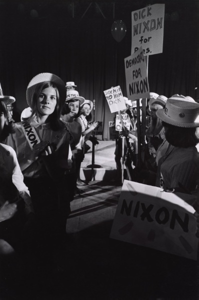 Richard Nixon supporters at a rally during the presidential elections, November 1968