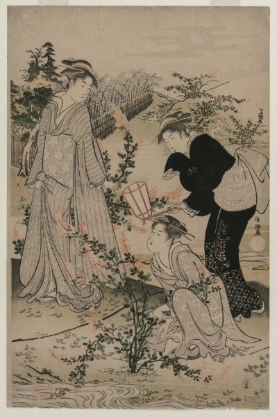 Women Cutting Branches of Bush Clover; The Noji Tama River in Omi Province, from an untitled series of the Six Tama Rivers