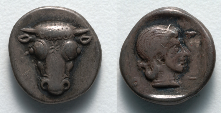 Hemidrachm: Bull's Head (obverse); Head of Artemis (reverse)
