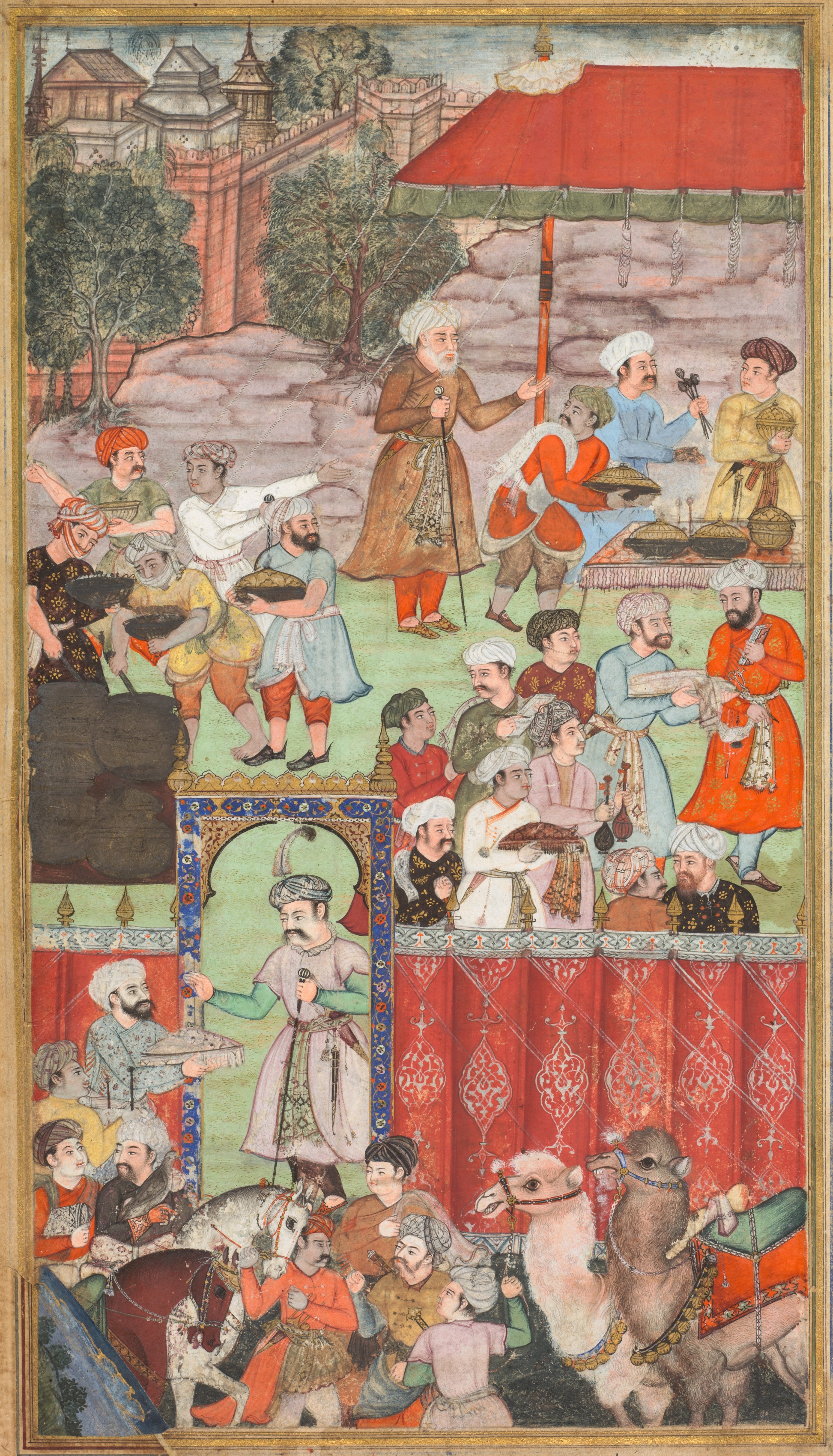 A feast for Babur hosted by his half-brother Jahangir Mirza in Ghazni in May 1505, from a Babur-nama (Memoirs of Babur)