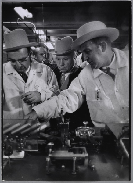 Khrushchev visiting a meat processing plant