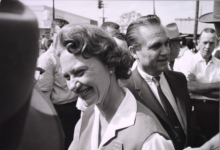 George Wallace greeting supporters during presidential campaign, Alabama