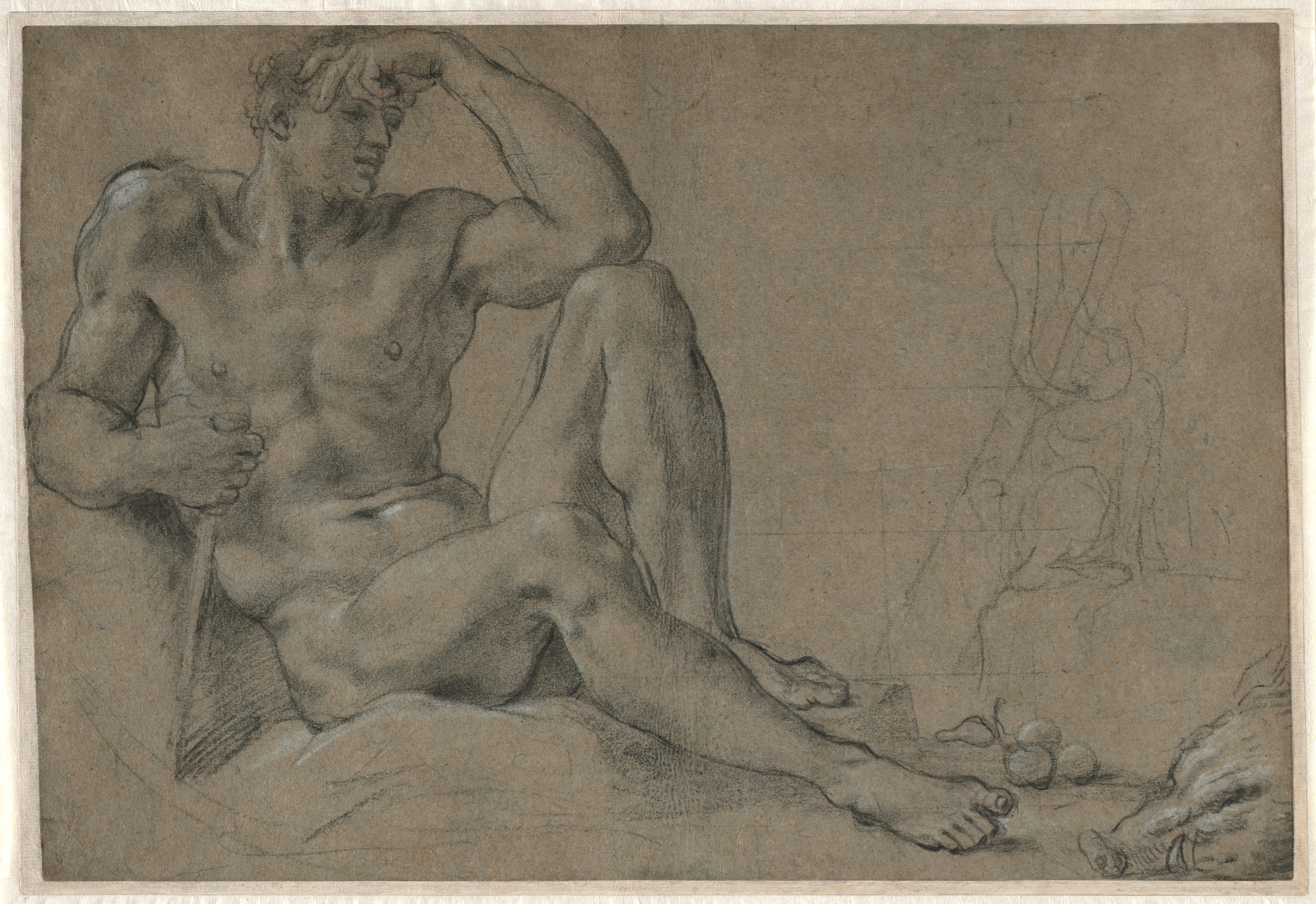 Hercules Resting (recto); Footed Vessel with Handle (verso)