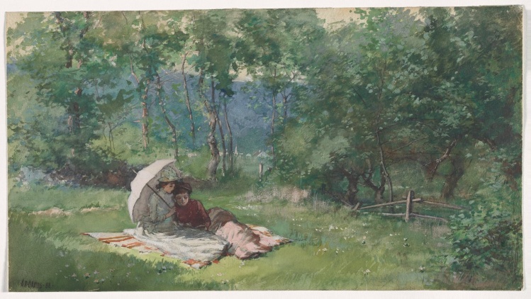 Two Women Reading in a Field