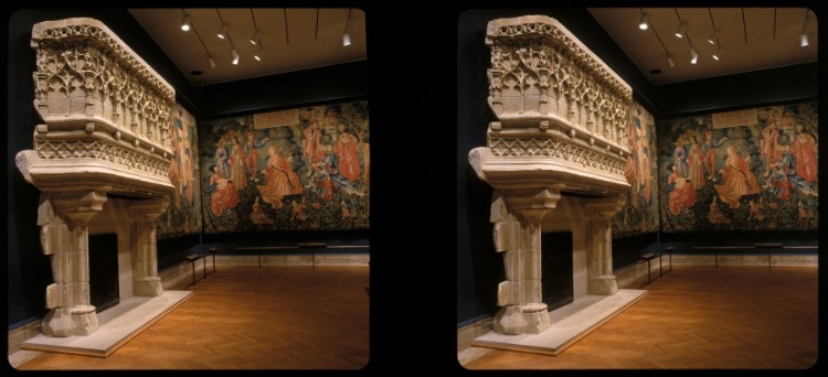 Tapestries and Renaissance Fireplace