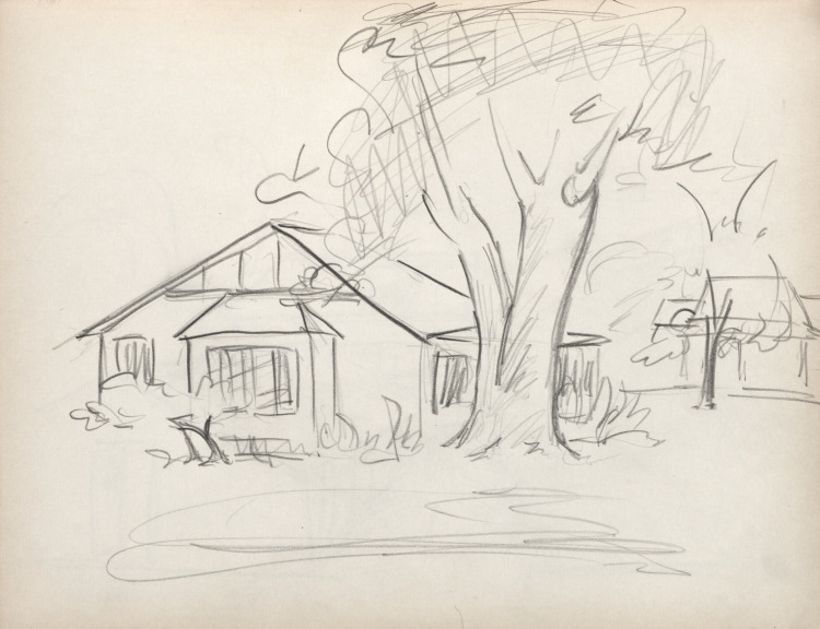 Sketchbook No. 2, page 85: House and Big Tree
