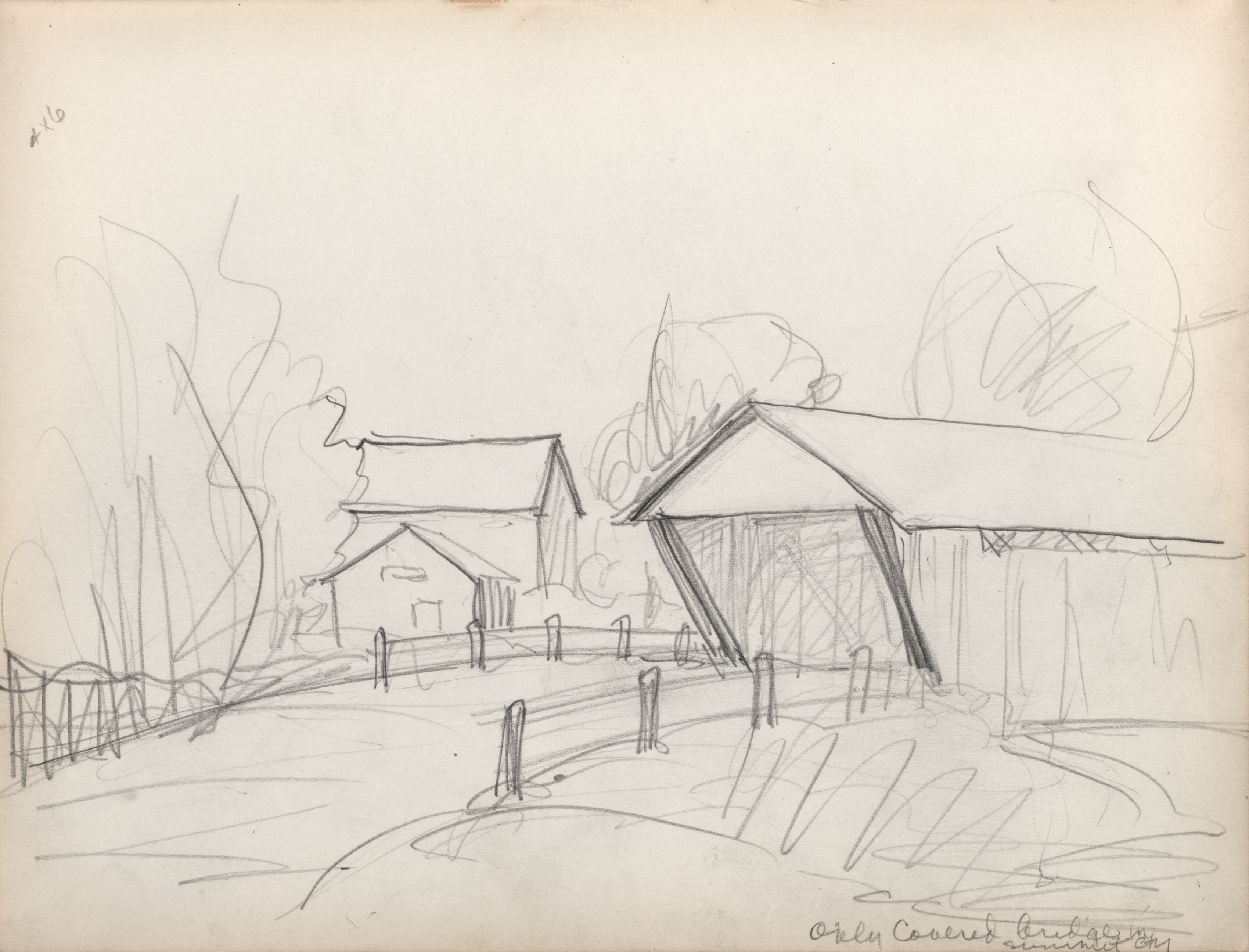 "Only covered bridge in Summit City," from Sketchbook No.2, p. 97