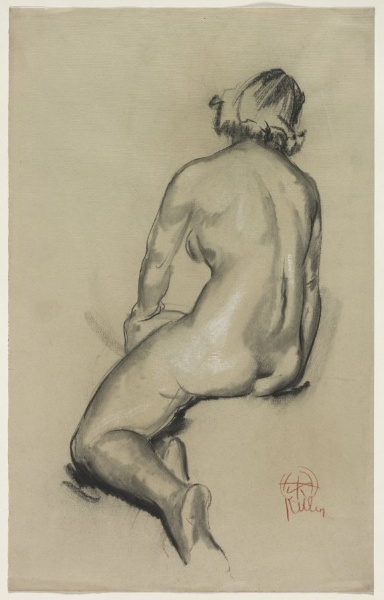 Nude Woman Seated, Seen from the Back (recto)
