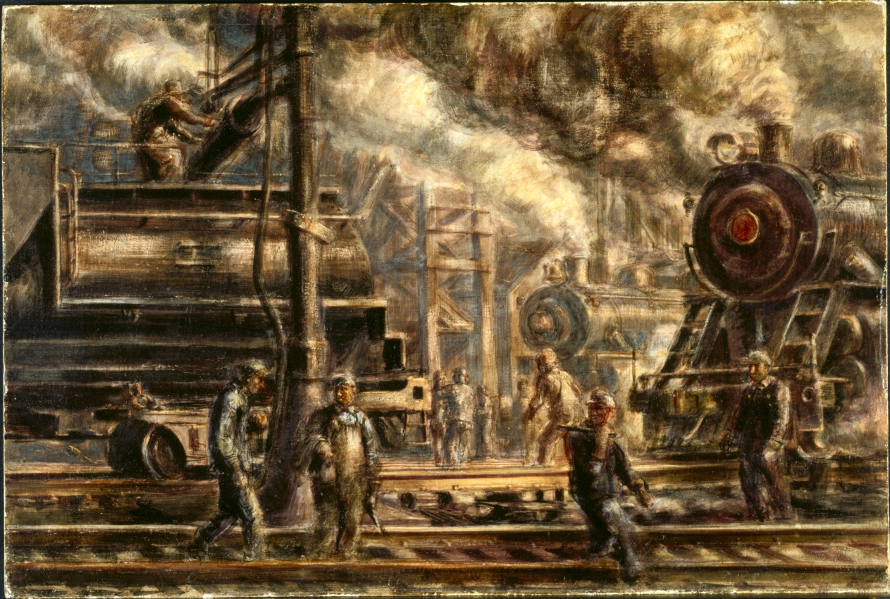 Locomotives Watering, Reginald Marsh, 1932