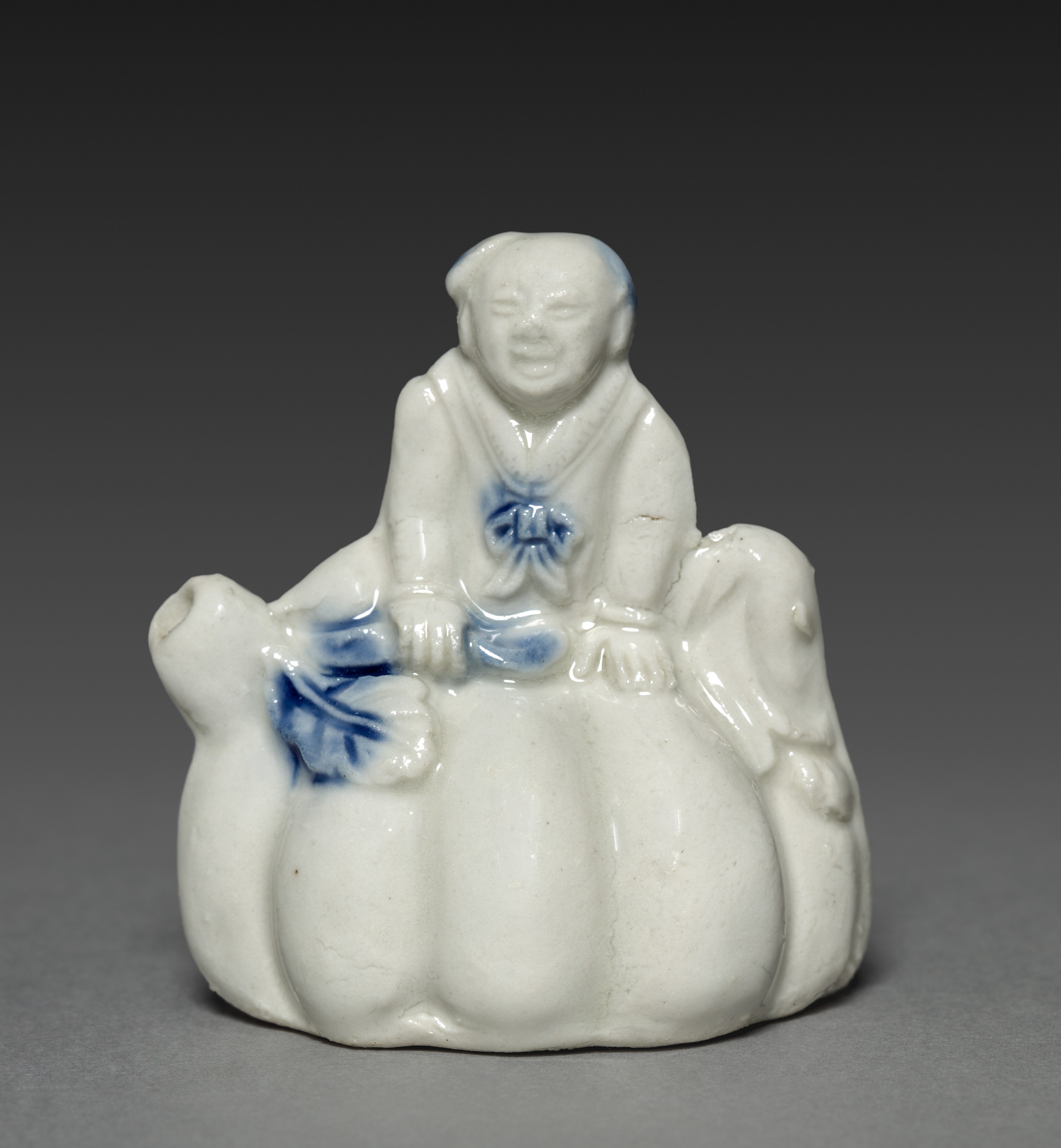 Waterdropper in Shape of Chinese Boy Seated on a Gourd
