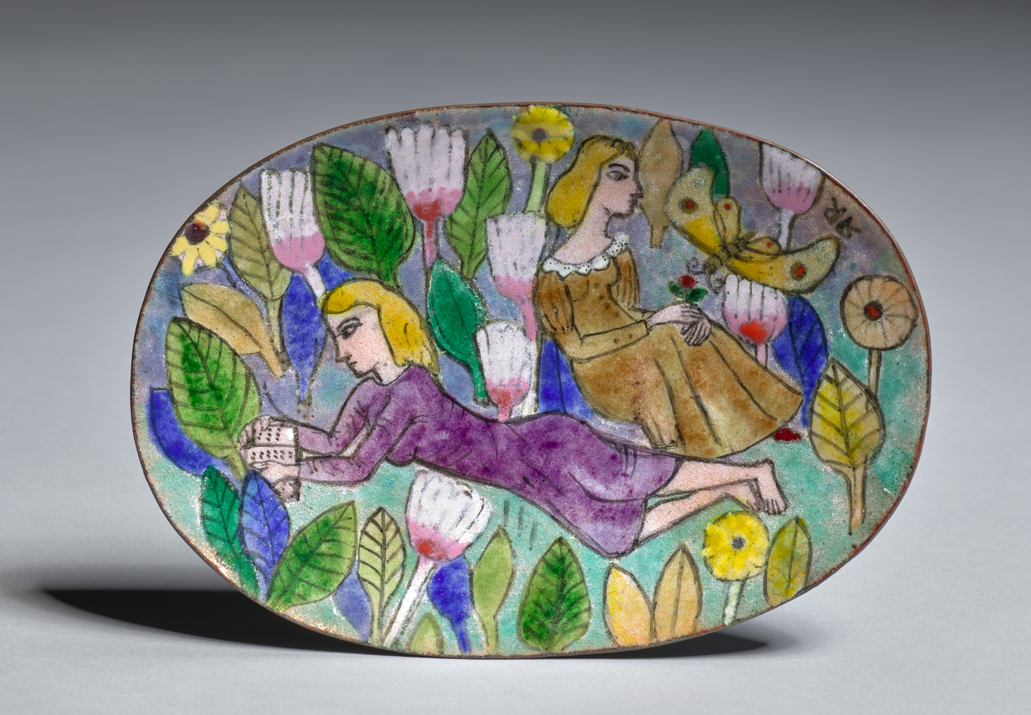 Footed Dish:  Figures in a Landscape
