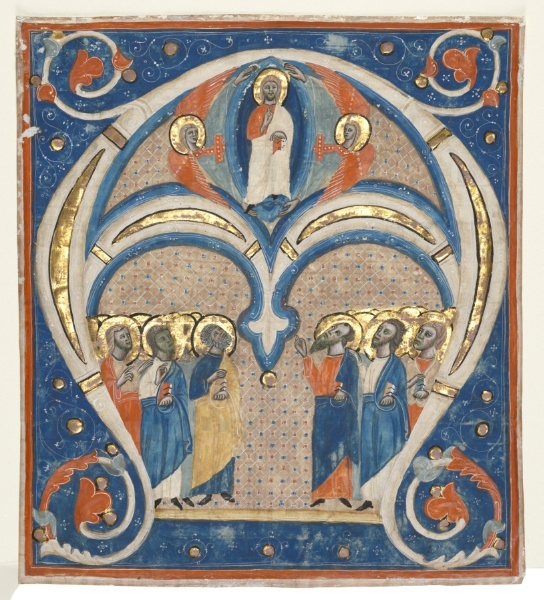 Historiated Initial (A) Excised from a Responsorial: Christ in Majesty with Saints
