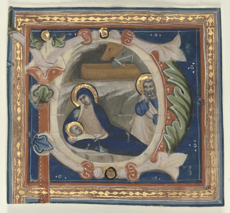 Historiated Initial (P) Excised from a Gradual: The Nativity