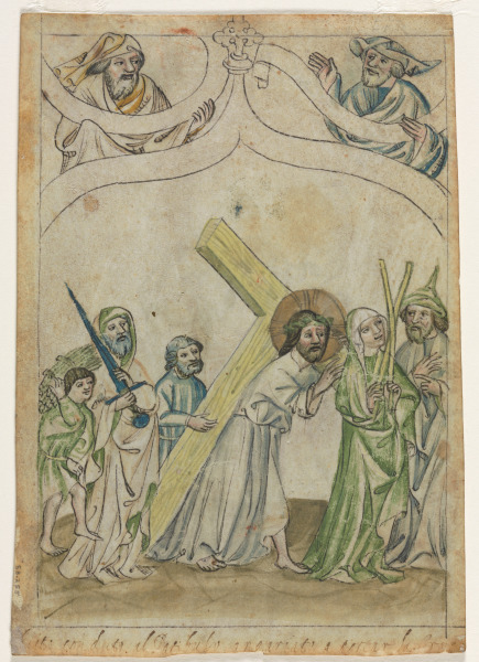 Single Leaf from a "Biblia Pauperum": Christ Carrying the Cross (verso)