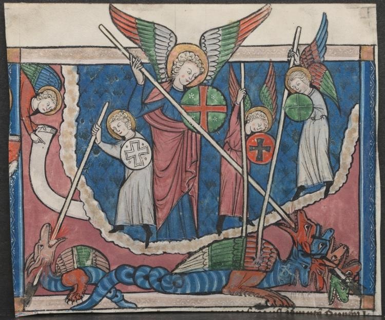 Miniature from a Manuscript of the Apocalypse: The War in Heaven