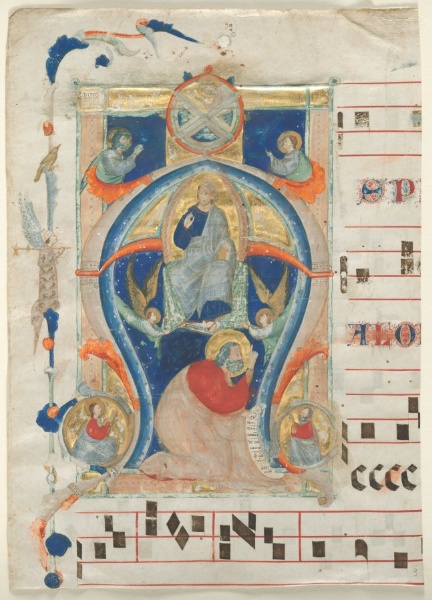 Fragment of an Antiphonary with Historiated Initial (A): Christ in Majesty